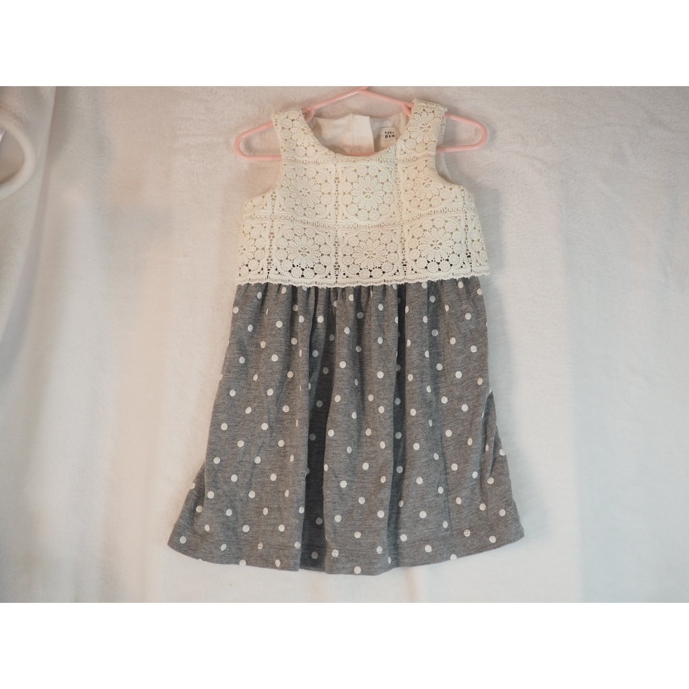 Baby Gap girl Dress white and gray polka dots buttons on back size 3 Years